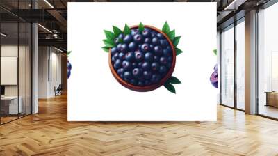 Collection Set of acai berry, isolated over on transparent white background Wall mural