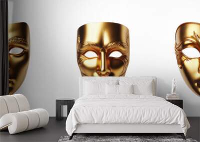 Set of Theatrical masks illustration, isolated over on transparent white background Wall mural