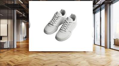 Set of Three plain sneaker sport-shoe sports shoes, isolated over on transparent white background Wall mural