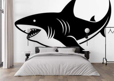 shark cartoon isolated on white Wall mural