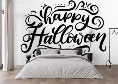 Happy halloween greeting card with flourishes. Lettering inscription 