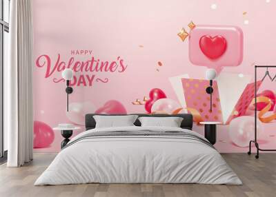 3d Valentine's Day surprise banner Wall mural