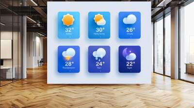 3d weather forecast icon set Wall mural