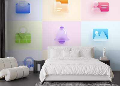 3d website or mobile app icon set Wall mural