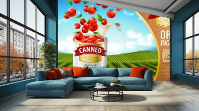 Canned tomato ads Wall mural