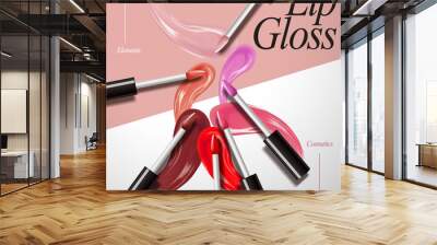 Lip gloss product collection Wall mural