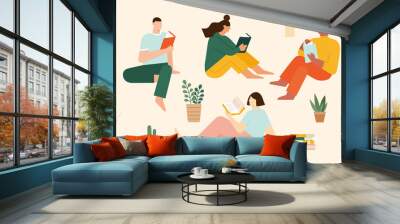 People reading books at home Wall mural