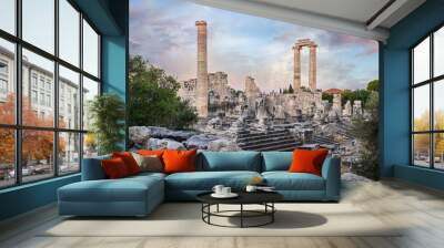 Temple of Apollo in Didyma Ancient City at sunrise in Didim, Turkey Wall mural