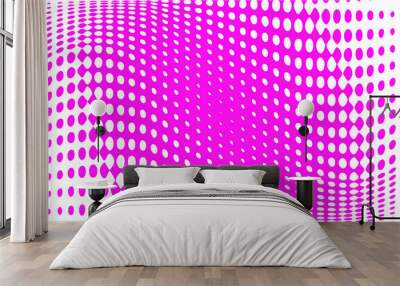 Polka dot pop art halftone pattern. Pink dots on white background
 Wall mural