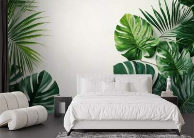 A Beautiful Arrangement of Tropical Green Leaves and Foliage Wall mural