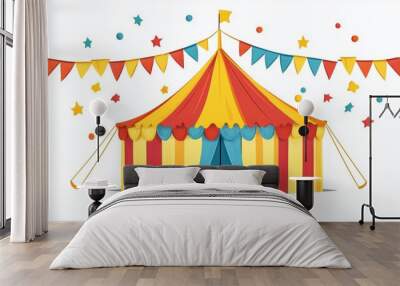 A Colorful Circus Tent Surrounded by Festive Decorations Wall mural