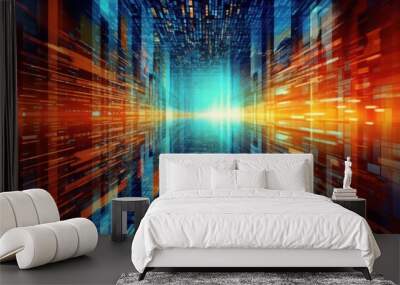 Global business, internet network connection, IoT Internet of Things, business intelligence concept. Busines global network, futuristic technology background. AI generative Wall mural