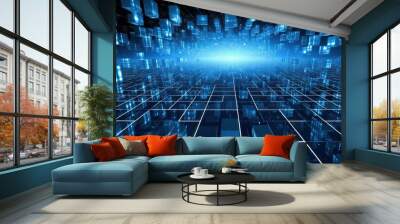 Global business, internet network connection, IoT Internet of Things, business intelligence concept. Busines global network, futuristic technology background. AI generative Wall mural