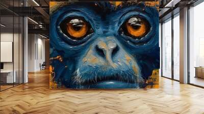 Portrait of a chimpanzee monkey, digital illustration in watercolor style Wall mural