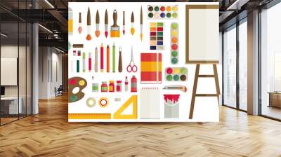  flat design vector illustration icons set of art supplies Wall mural