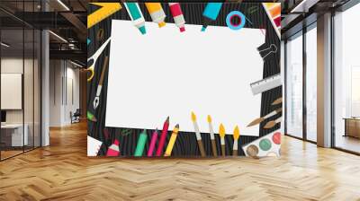 Colored flat design vector illustration of art supplies and art instruments Wall mural