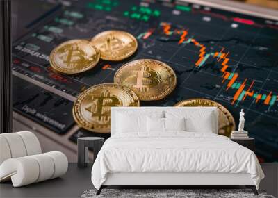 bitcoin with price chart Wall mural