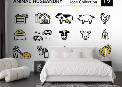 Livestock industry related icon illustration Wall mural