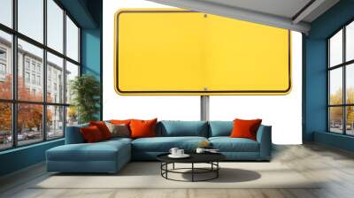 Blank yellow road signs or traffic signs isolated on a transparent background Wall mural