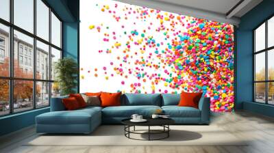 Bright Confetti Sprinkles isolated on a transparent background Wall mural