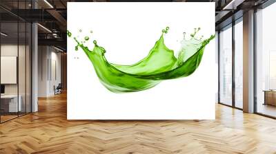 Drop of green paint falling in water on transparent background, Generative AI Wall mural