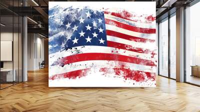 Grungy American Flag for Fourth of July Decorations isolated on a transparent background Wall mural