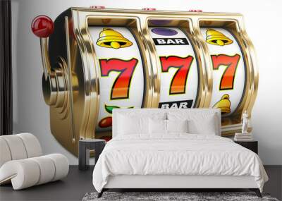 Online casino. 3D slot machine isolated on a transparent background Wall mural