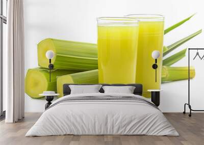 Sugarcane Juice isolated on a transparent background Wall mural