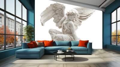 White angel statue angel isolated on a transparent background Wall mural