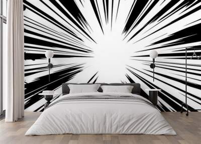 Comic book style black & white with transparent background PNG Wall mural