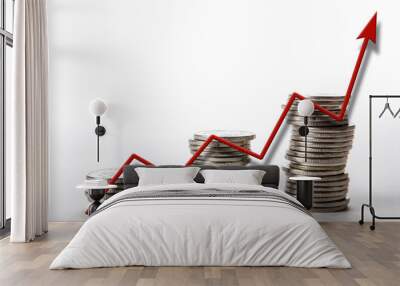 stacks of coins with diagram Wall mural