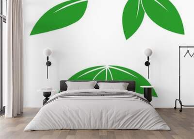 simple leaf green clip art set Wall mural