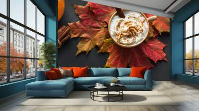 Autumn Pumpkin Spice Latte Wall mural