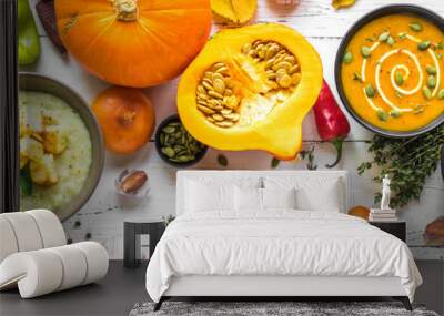 Autumn soups set Wall mural