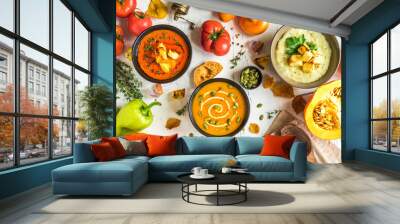 Autumn soups set Wall mural