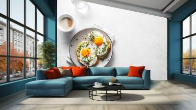 Avocado and Fried Egg Sandwiches Wall mural