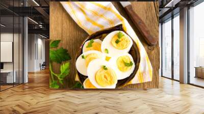 Boiled eggs with parsley Wall mural