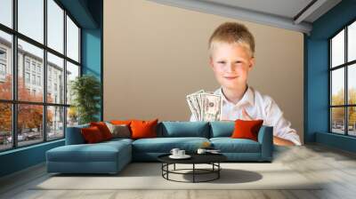 child with money (dollars) Wall mural