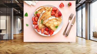 Crepes with strawberries Wall mural