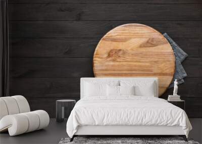 Empty round wooden platter Wall mural