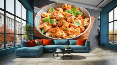 Farfalle pasta with chicken Wall mural