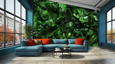 Green leaves as background Wall mural