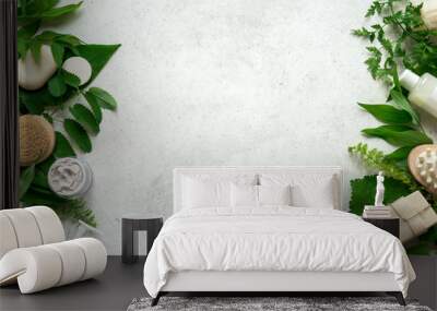 Natural skincare and leaves Wall mural