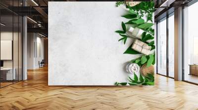 Natural skincare and leaves Wall mural