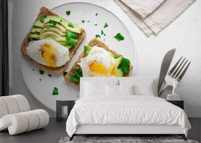 Poached Eggs and Avocado Sandwiches Wall mural