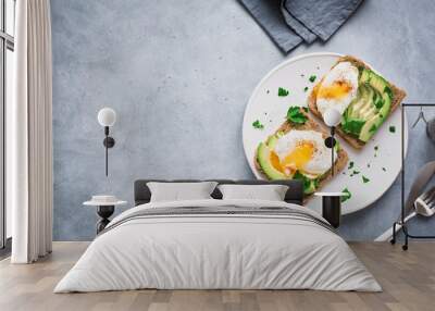 Poached Eggs and Avocado Sandwiches Wall mural