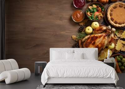 Thanksgiving dinner background Wall mural