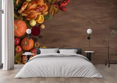 Thanksgiving dinner background Wall mural