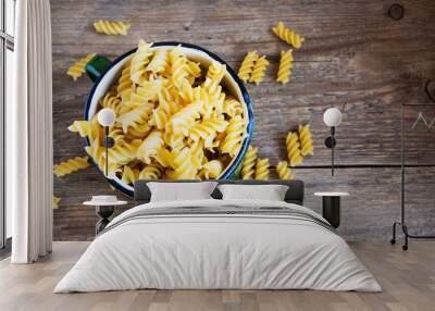 Uncooked fusilli pasta Wall mural