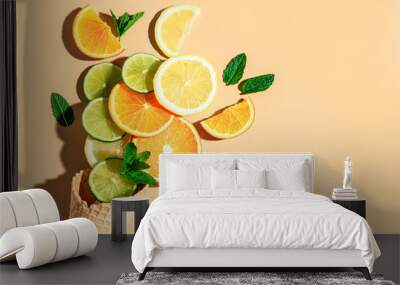 waffle cone and citrus fruit slices Wall mural